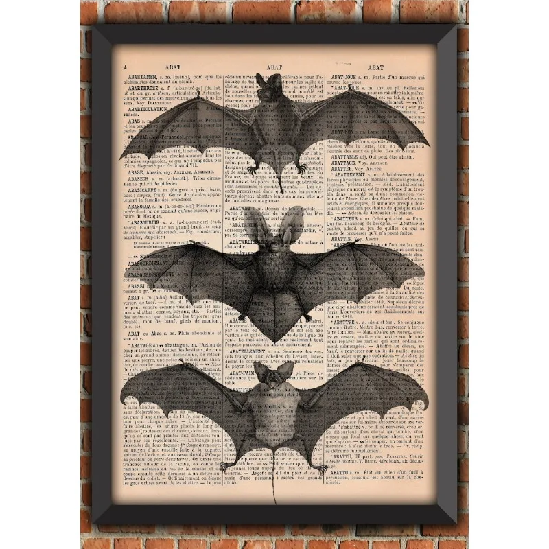 

Готический скелет летучей мыши, темная ведьма, арт-принт на холсте