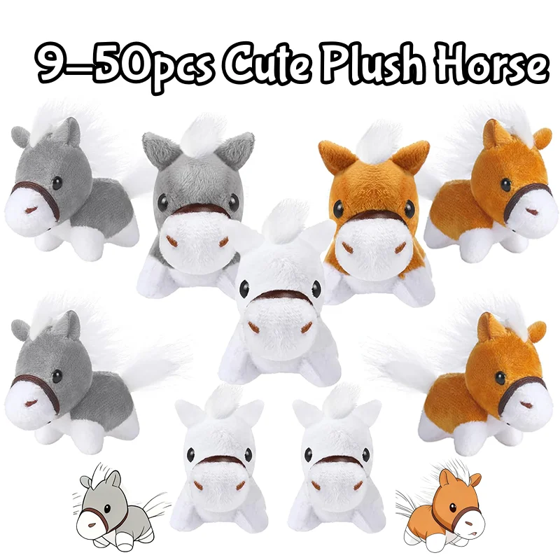9-48 шт., плюшевые игрушки с лошадьми, стоячая мягкая лошадь, 4 дюйма, мини-плюшевый брелок, тематическая вечеринка, подарки на день рождения джоджо мойес танцующая с лошадьми