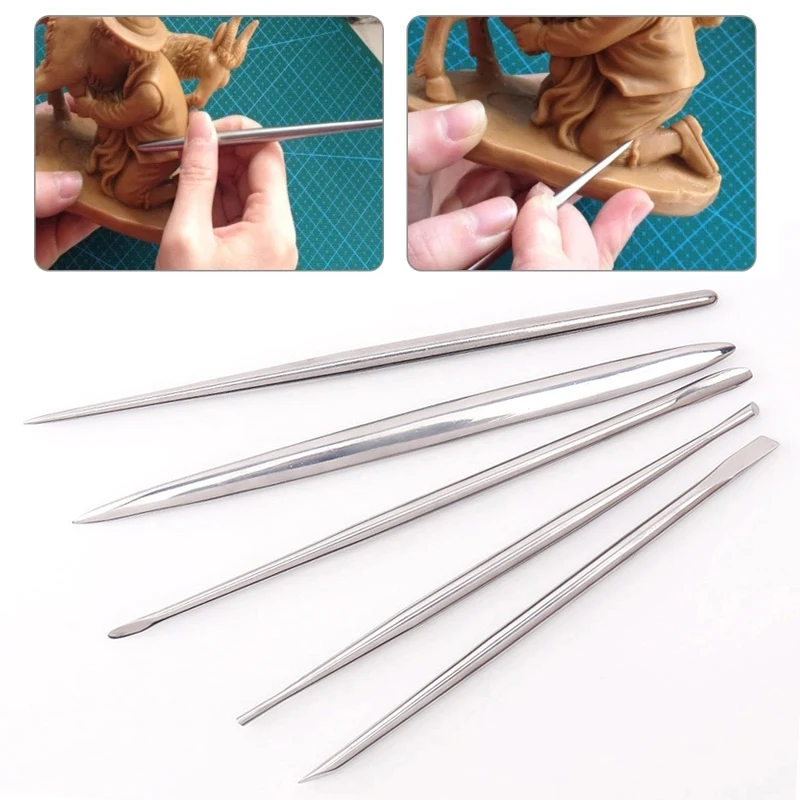 

Stainless Steel Rod Detail Needles For Pottery Modeling Stick Acupressure Texture Creasing Sculpture Ceramics Carving Clay Tool