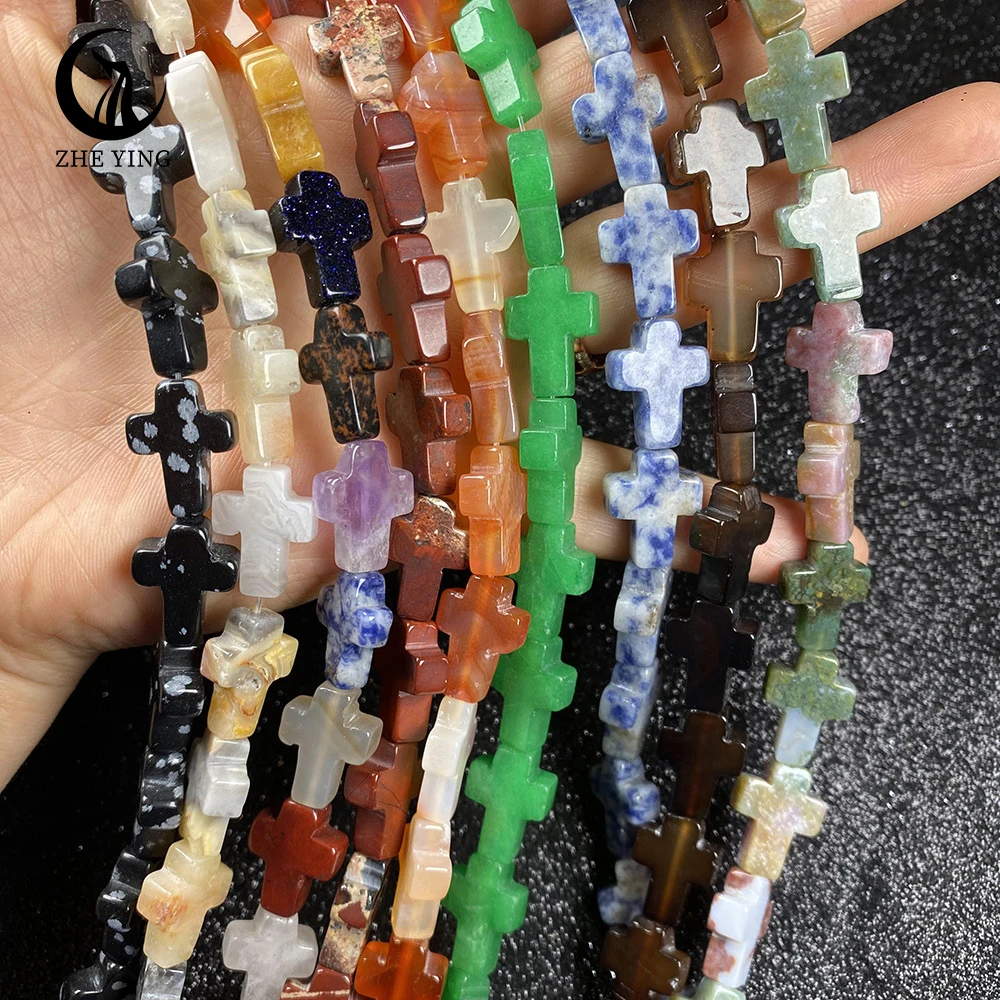 

12*16mm Natural Stone Cross Shape Opal Jade Agates Beads Loose Spacer Beads for Jewelry Making DIY Bracelet Necklace Accessories