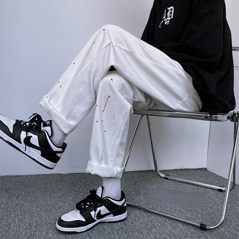 New Jeans Men's Brand Clothing Korean Fashion Straight Loose Casual Wide-leg Pants Streetwear Men's 3 Colors Jeans Men Clothing