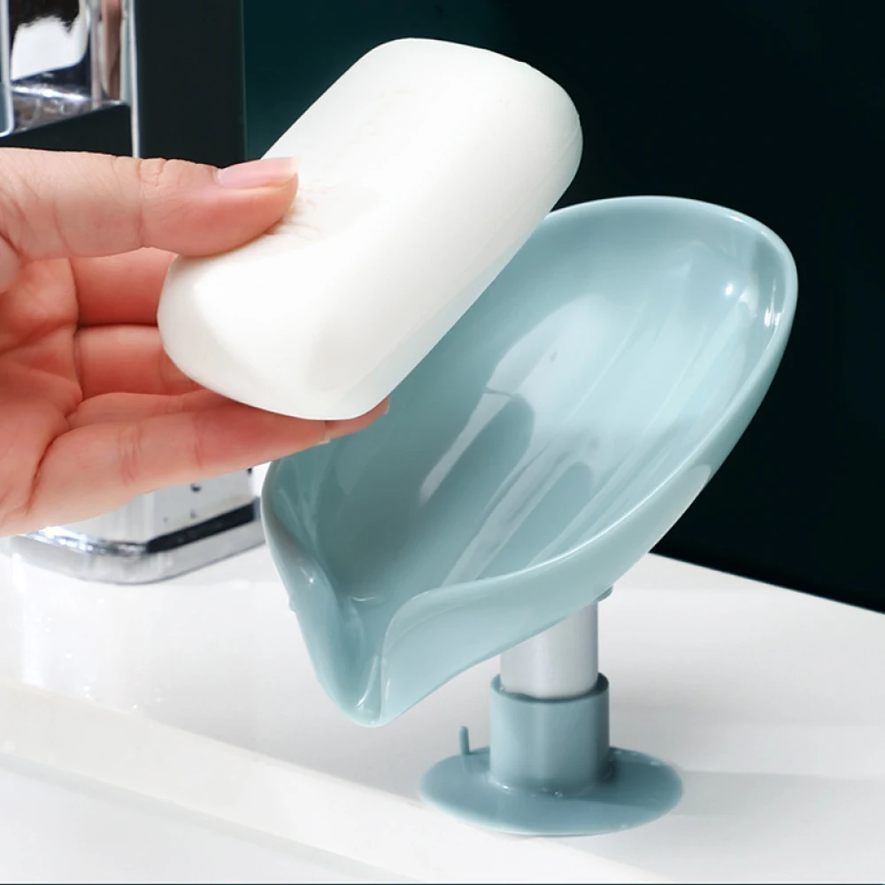 

Lotus Leaf Shape Soap Box Fragrance Soap Shelf Drain No Punching Household Bathroom Vertical Suction Cup Wall Mount Soap Rack