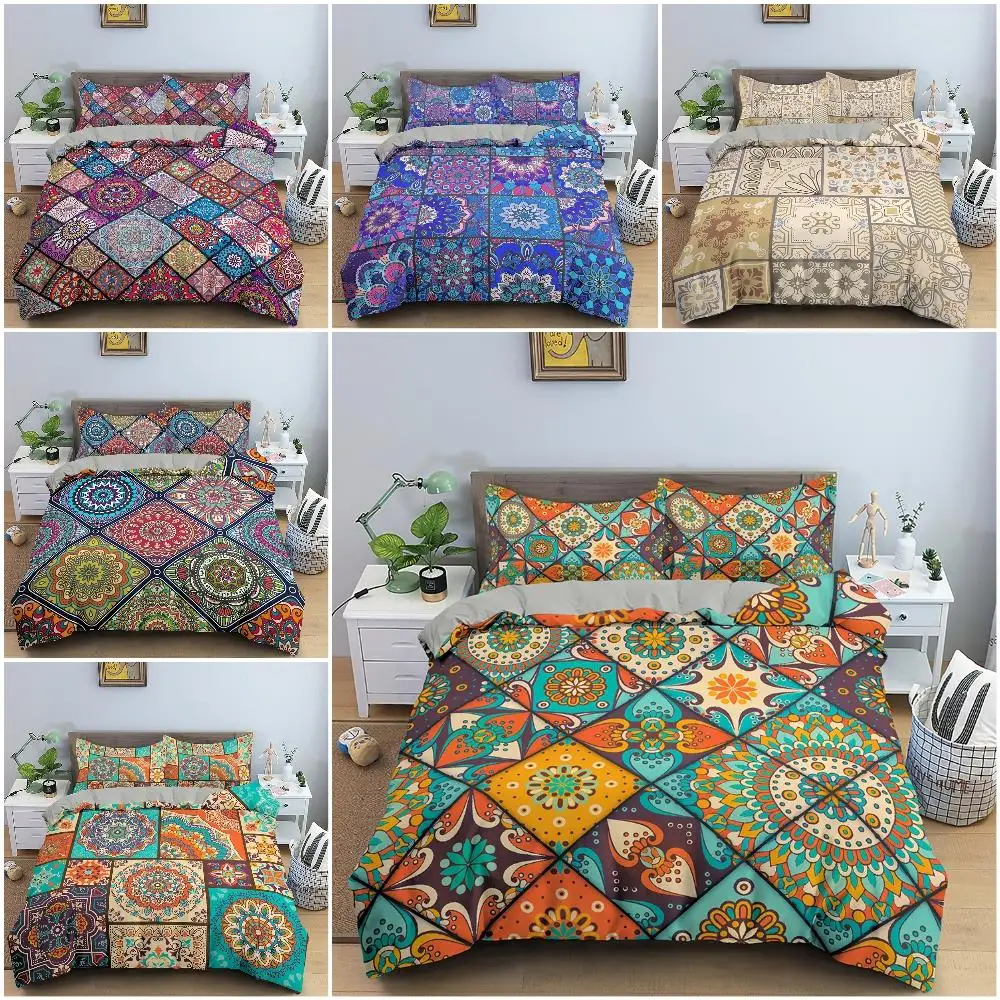 

Mandala Printed Duvet Cover Bohemian Bedding Set With Pillowcase Microfiber Fabric Quilt Cover Home Textile
