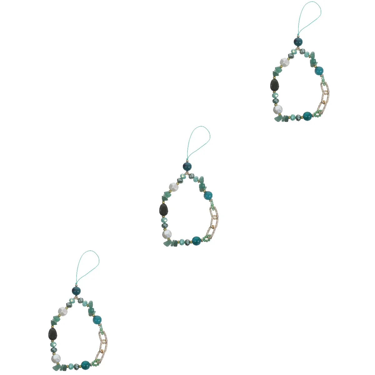 

3 Pack Beaded Phone Chain Charm Anti-lost Chains Colored Wristbands Mobile Colorful Decor Strap Cute