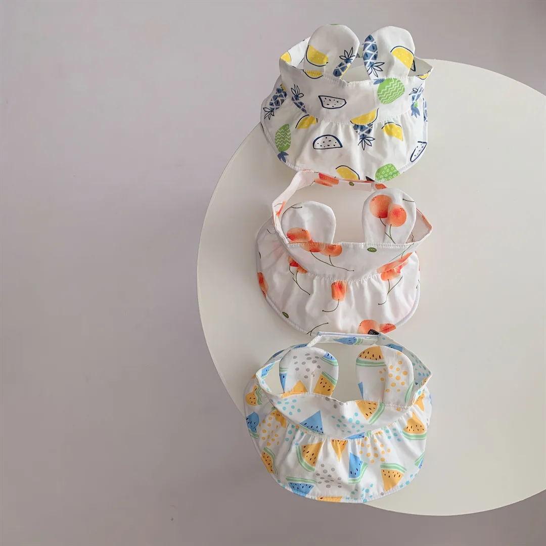 

Baby Girl Fashion Fruit Print Sun Protection Hat Kid Summer Thin Cool Empty Top Hats Infant Girls Comfortable Cap
