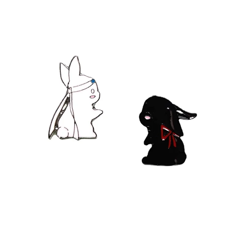 

Japanese and Korean Cartoon Brooches Cute Black and White Rabbit Couple Badges Trendy and Personalized Creative Accessories