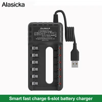 battery charger 6 slots eu usb cable for aaaaa ni cd intelligent rechargeable batteries for remote control accessories