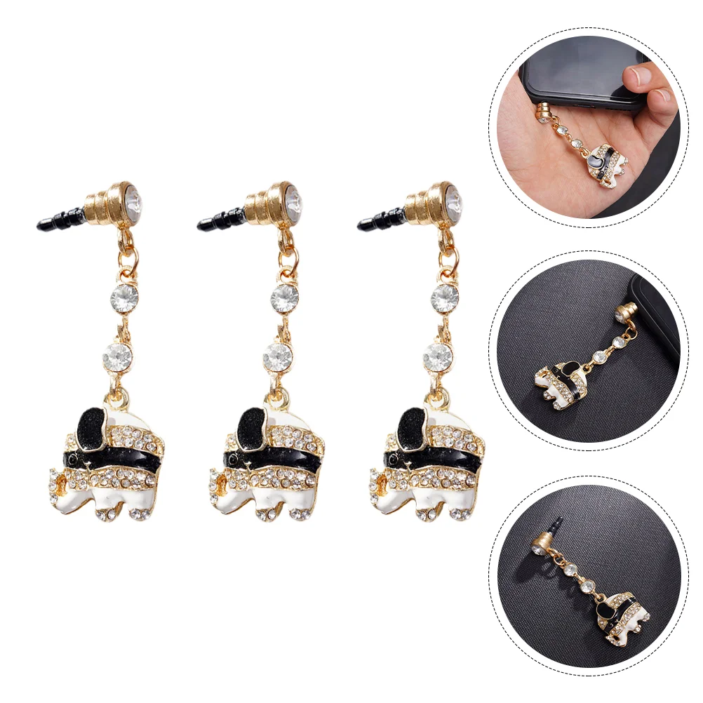 

Plug Earphonecharm Jack Diamond Plugs Anti Port Charging Pendant Headphone Rhinestone Stopper Cell Bling Strap Elephant Covers