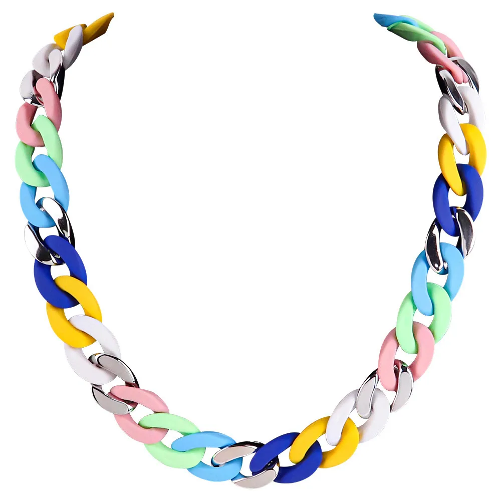 

FishSheep New Trendy Acrylic Choker Necklace for Women Statement Colorful Thick Long Chain Fashion Necklaces 2022 Jewelry Gift