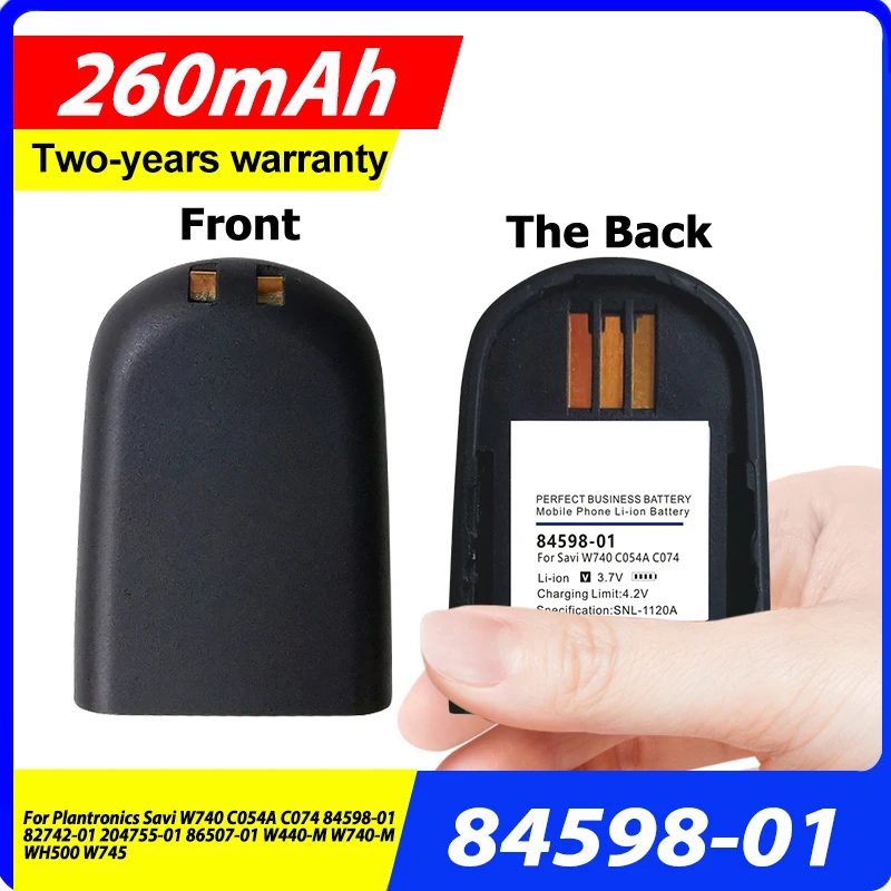 Высококачественная батарея емкостью 260 мАч для Plantronics Savi W740 C054A 82742-01 204755 -01 C074 84598-01