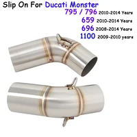 for ducati monster 659 696 795 1100 hypermotard 796 08 14 motorcycle exhaust leftright mid link pipe 51mm moto muffler escape