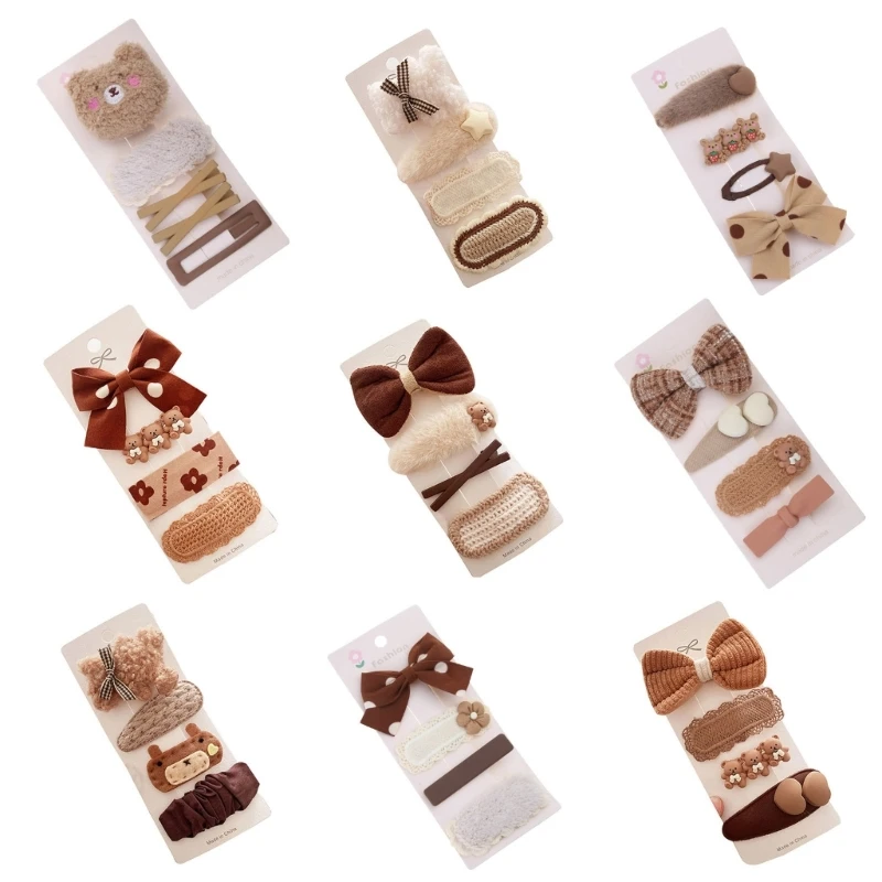 

F62D Baby Girls Hair Clips Non-Slip Hairpins Fabric Pins Hair Accessories 4Pcs
