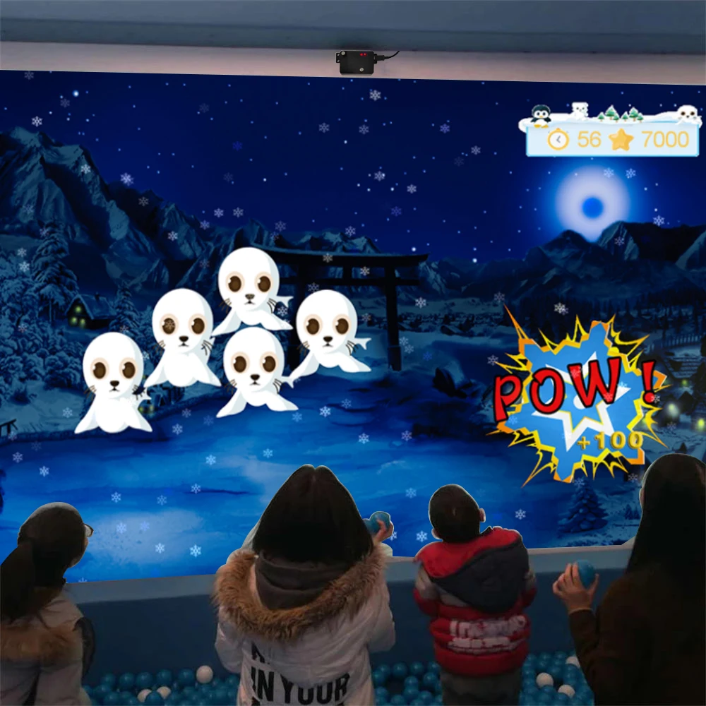 FT6 Interactive Whiteboard with 7 Wall Games Snow Smart Board Projection System Virtual Reality Device Multi Points Large Screen