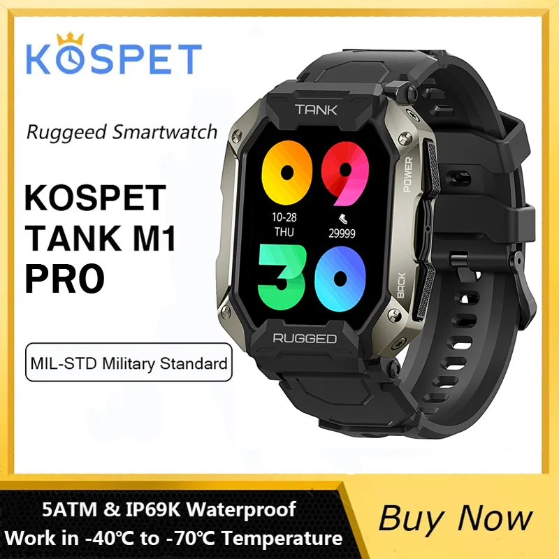 

Смарт-часы KOSPET TANK M1 PRO мужские, водонепроницаемые до 5 атм