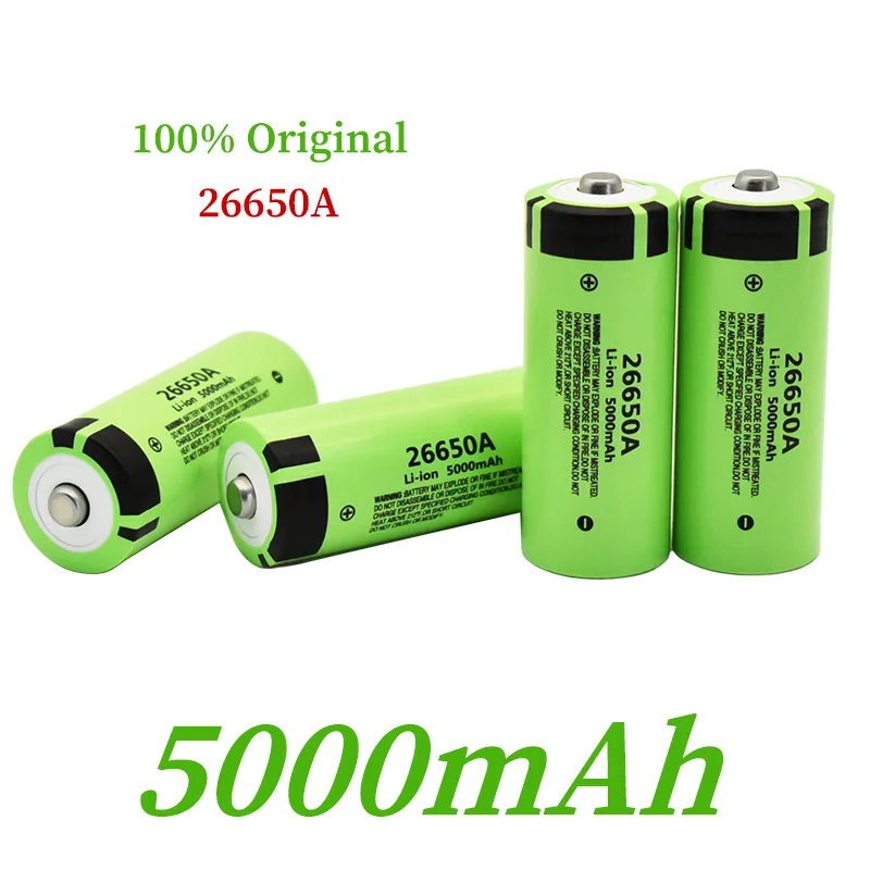 

Original 26650A 3.7V 5000mAh Battery High Capacity 26650 20A Power Battery Lithium Ion Rechargeable Battery for Toy Flashlight
