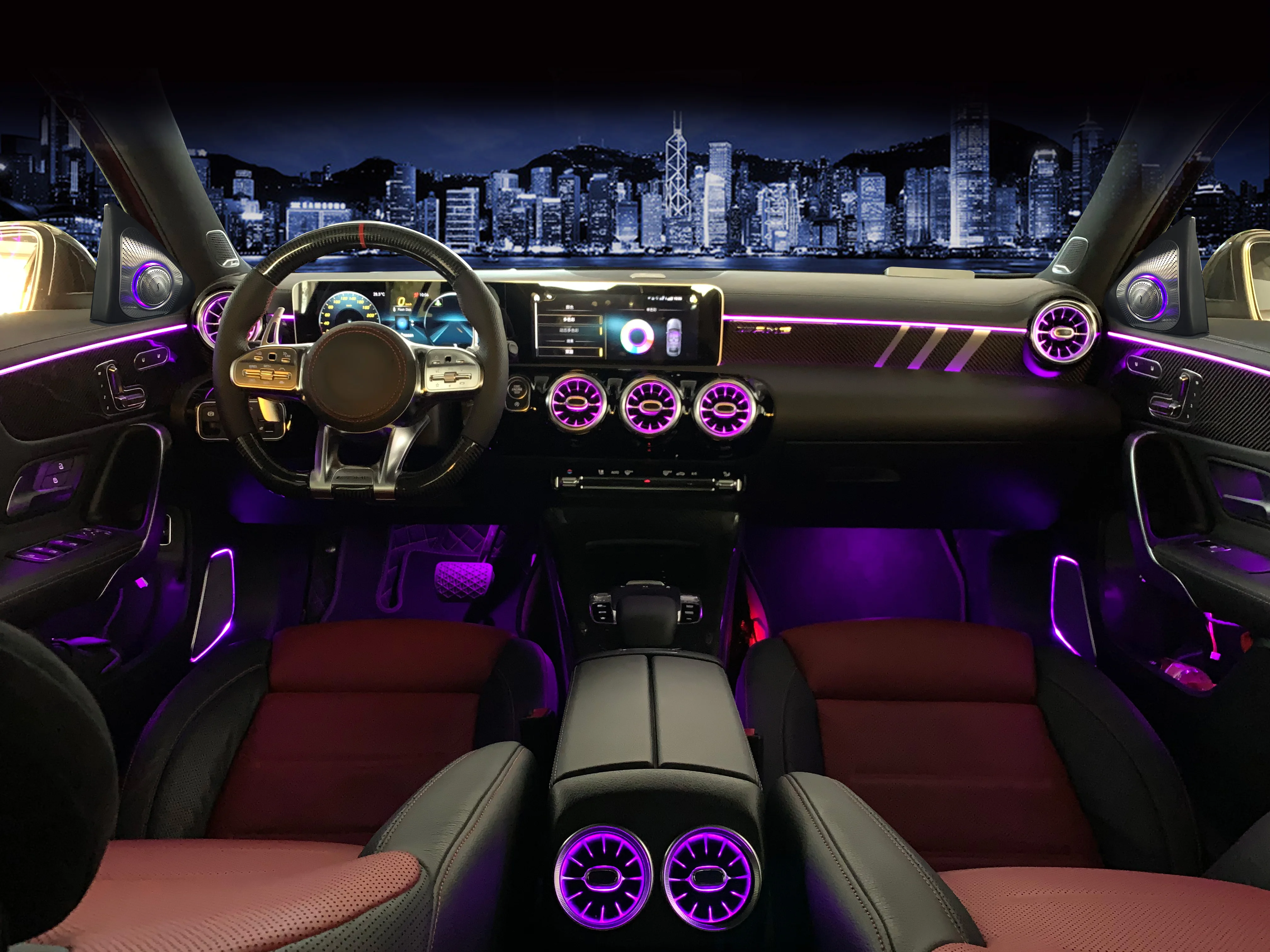Фото Для Mercedes-Benz A/B/CLA/GLA-класса W177 W118 4-дверные световые панели для салона автомобиля, светодиодный окружающий свет, седло, атмосферная световая трубка №4