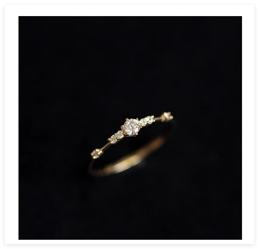 925 Sterling Silver 14K Gold Plating Pavé Crystal Exquisite Wedding Ring Women Light Luxury Temperament Jewelry Accessories