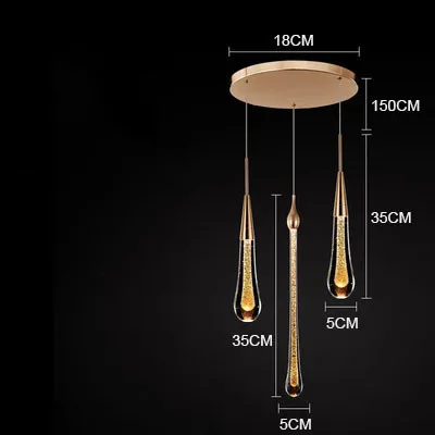 Настраиваемый светодиодный подвесной светильник в форме капли воды, освещение для кухни, виллы, лестницы, бара, ресторана, обеденного стола, Подвесная лампа