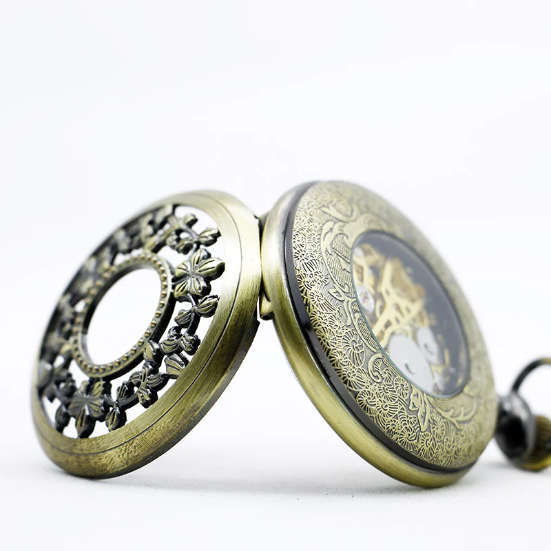 Mechanical Pocket Watch Vintage Carved Frosted Arabic Numeral Display Belt Chain Pendant Clock Men's Ladies Student Gifts