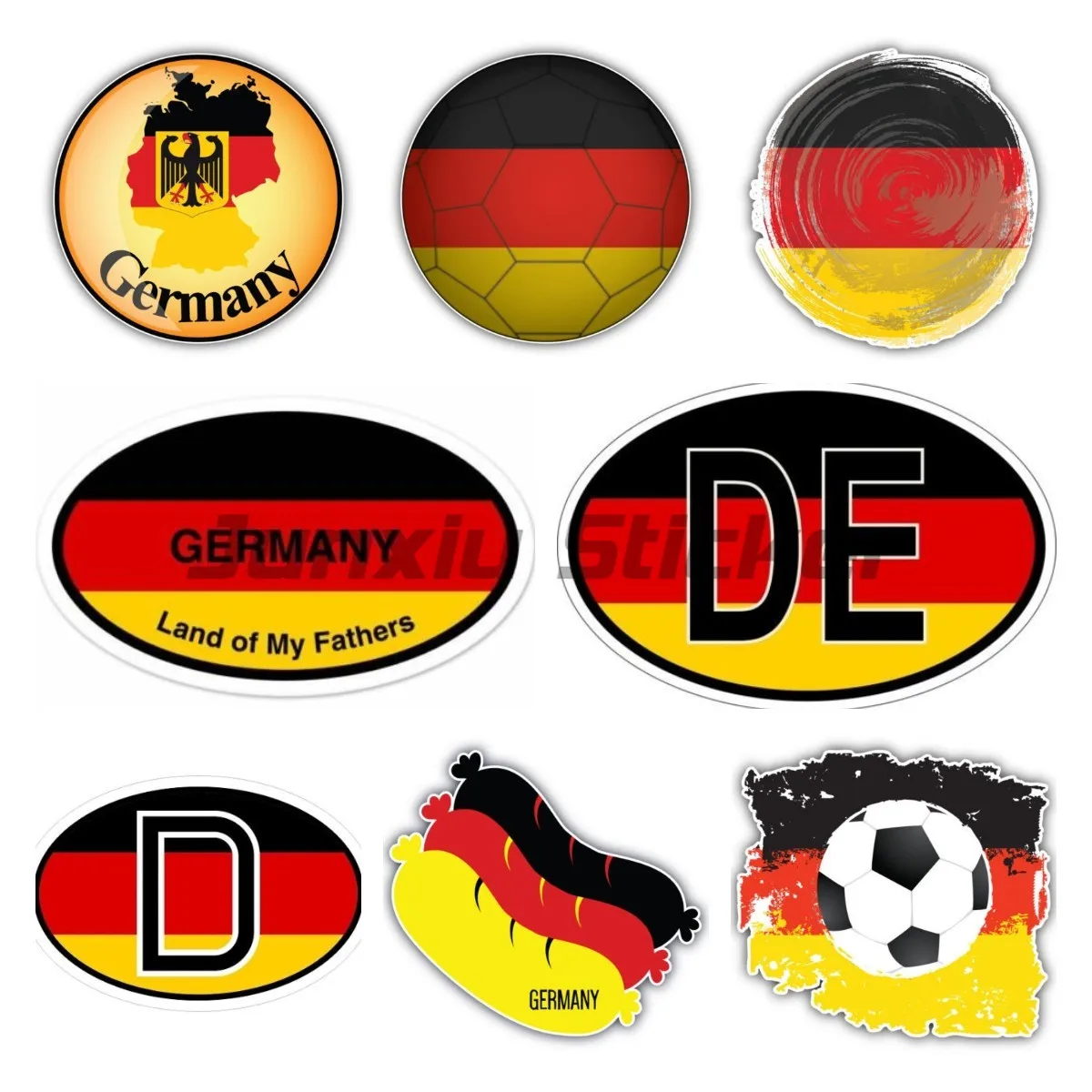 Немецкая наклейка Овальный флаг виниловый код страны DE