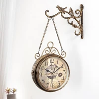 retro double sided wall clock simple creativity wall clock iron art fashion home decoration accessories for living room relogio