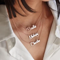 layered custom name necklace personalized stainless steel gold nameplate dainty jewelry children names necklace for mother gift
