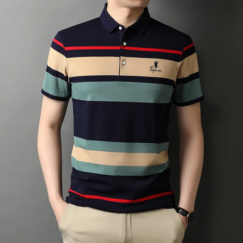 

Top Grade New Summer Brand Striped Embroidery Mens Designer Polo Shirts With Short Sleeve Casual Tops Fashions Men Clothing 2023