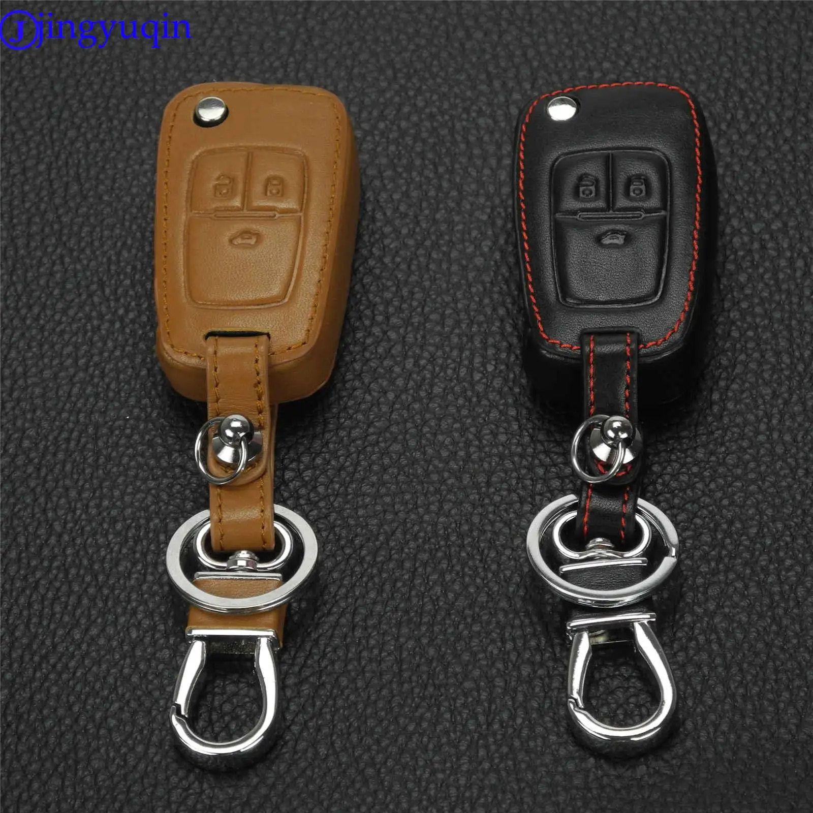 

Кожаный смарт-чехол jingyuqin с 3 кнопками для Chevrolet, аксессуары для стайлинга автомобилей