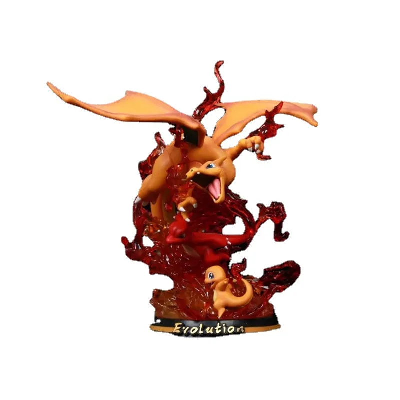 

Pokemon Figure Model Toys Charizard Mewtwo Gengar Figures with Light Three Form Evolution PVC Model Toys Christmas Gift