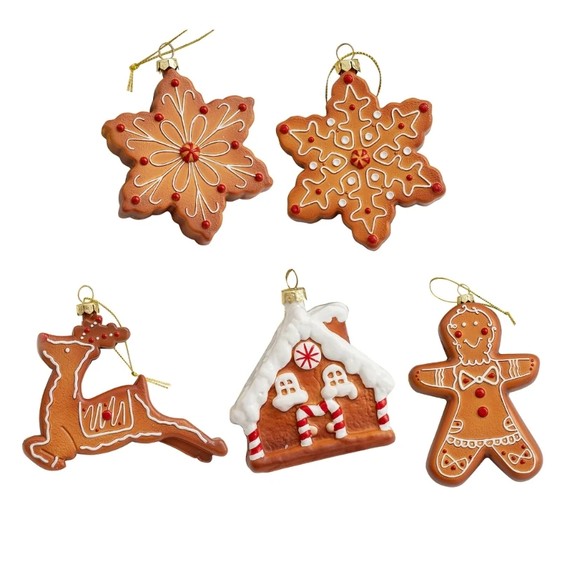 Adorable Gingerbread Man House Hanging Ornament Resin Christmas Tree Decoration for XmasTree and Holiday Party Gingerbread House