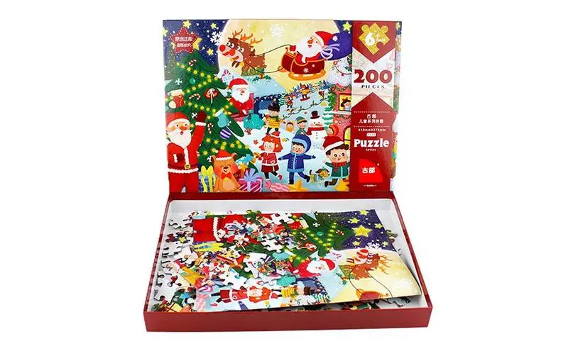

Рождественский пазл-головоломка для детей, пазлы-головоломки для малышей, 200 шт., Рождественский город, Обучающие игрушки, набор, подарок для мальчиков и