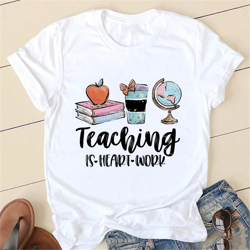 

Футболка женская с коротким рукавом, модная повседневная рубашка в стиле Харадзюку, с мультяшным принтом и надписью, Топ оверсайз, на лето