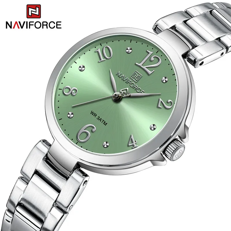 NAVIFORCE New High Quality Women's Luxury Watch Casual Elegant Stainless Steel Waterproof Ladies Quartz Wristwatch Reloj Mujer
