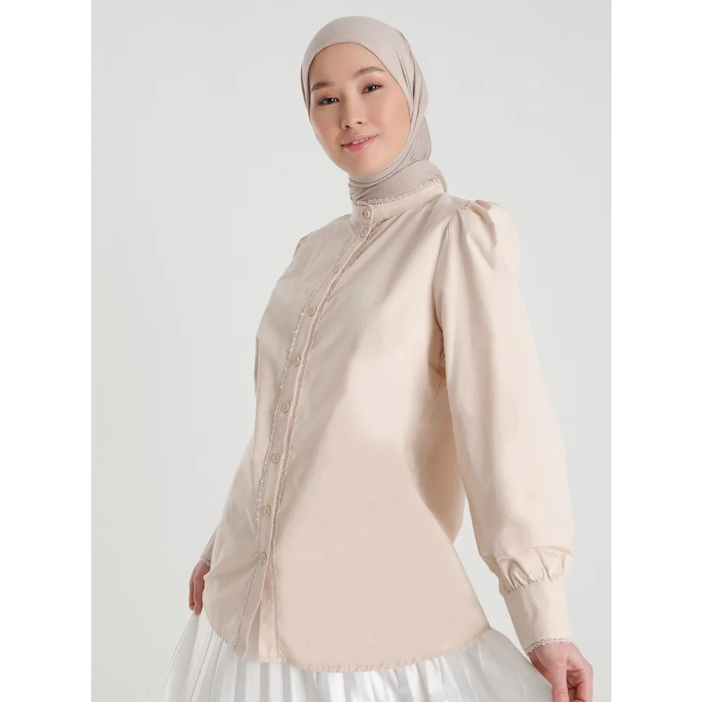 

Женская туника из поплина Dorlie из натуральной ткани с кружевной лентой