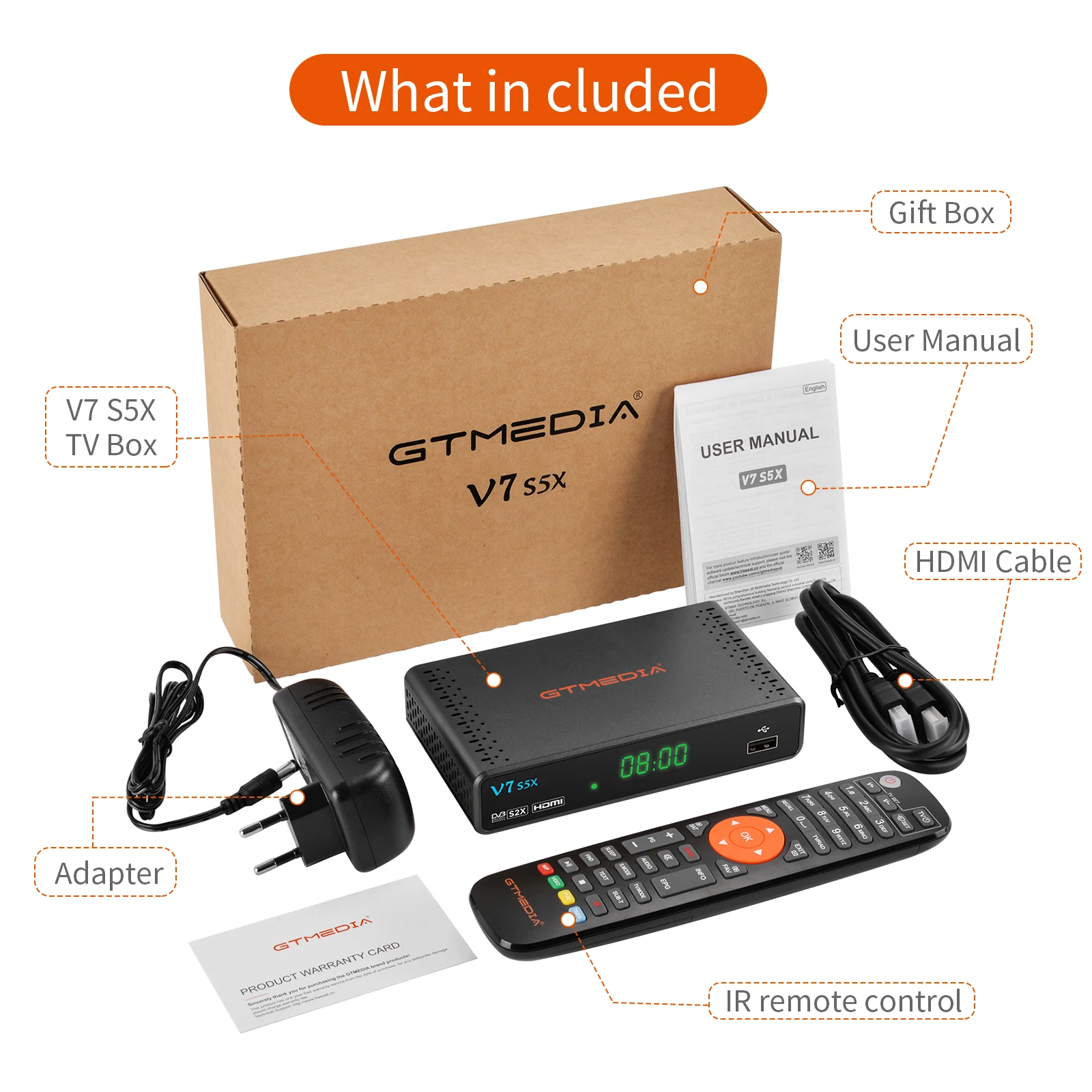 Gtmedia Europe TV Tuner DVB-S2 V7S5X Scart Interface Full 1080P H.265 HD Digital Satellite Receiver Support Youtube Set Top Box |
