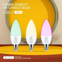 3pcs led light bulb dimmable zigbee rgbcct 4w light bulb e14 e12 color changing suitable for bedroom living room