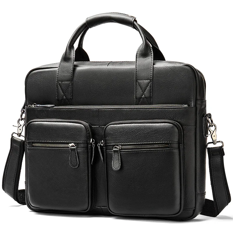 Business Men Briefcases Bags Men's Messenger Bag Genuine Leather Office Bags For Male Briefcase Laptop Bag 14inch Handbags 2022