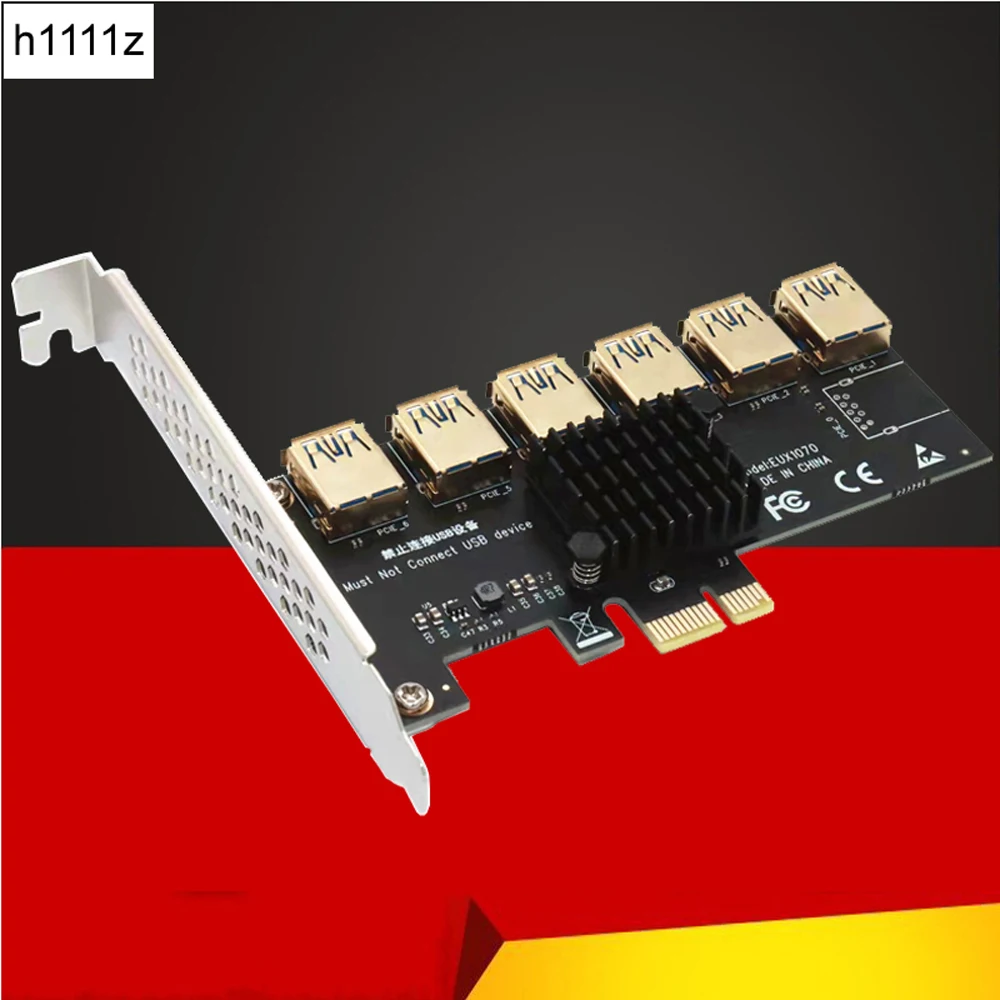 Райзер PCIE с 1 на 6 слотов PCI Express усилитель Райзера адаптер карты USB3.0 X1 X16 010X для