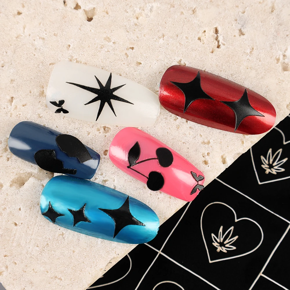 1 Sheet Airbrush Nail Art Stencils Love Heart Number Butterfly Design Prints Decals Template Decoration Salon Supply |