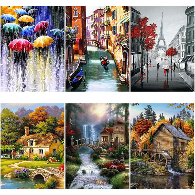 

Scenic DIY 5D Diamond Painting Full Square/Round Drill Resin Landscape Diamont Embroidery Cross Stitch Kits Mosaic Home Decor