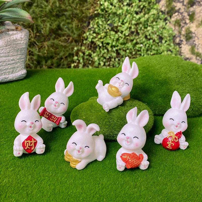 

1Pc Cartoon Bunny Micro Landscape Resin Decoration Crafts Desktop Home Ornaments Gardening Accessories Doll Home Ornaments
