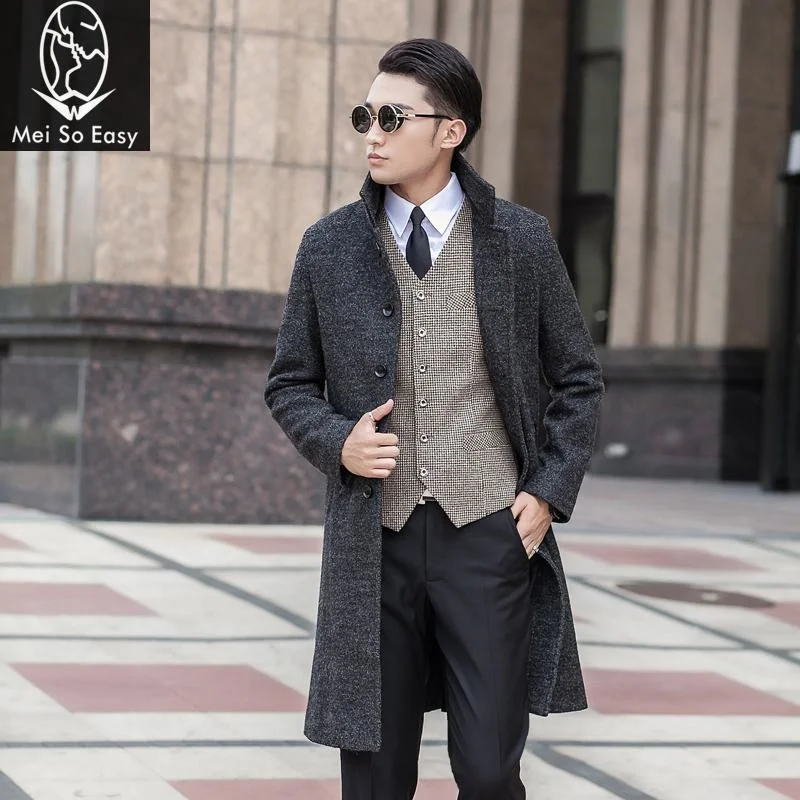 

new arrival Wool medium-long male outerwear overcoat obese fashion men's plus size S M L XL XXL 3XL 4XL 5XL 6XL 7XL 8XL 9XL