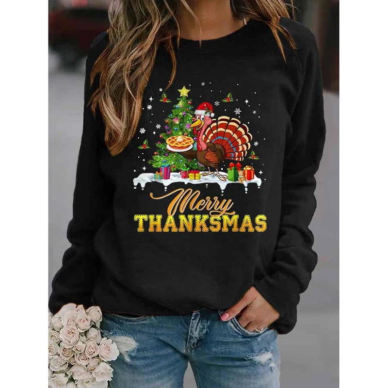 

Rheaclot Merry, спасибо, Турецкая Повседневная Женская хлопковая толстовка с длинным рукавом и принтом