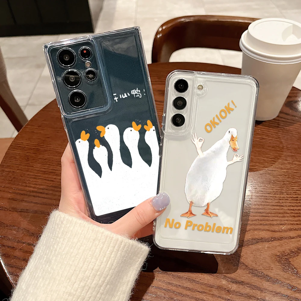 

Cartoon Cute Duck Phone Case For Samsung Galaxy S23 S23Ultra S22 S22Ultra S2Plus S20Ultra S20 FE 5G Cases Transparent Soft Cover