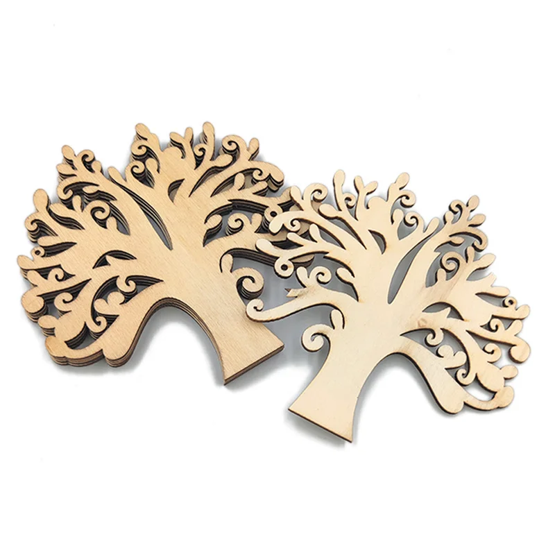 

10pcs Family Tree Wood Cutout Blank Wooden Tree Embellishments, Blank Wooden Family Tree Slices Cutout for DIY Crafts Decoration