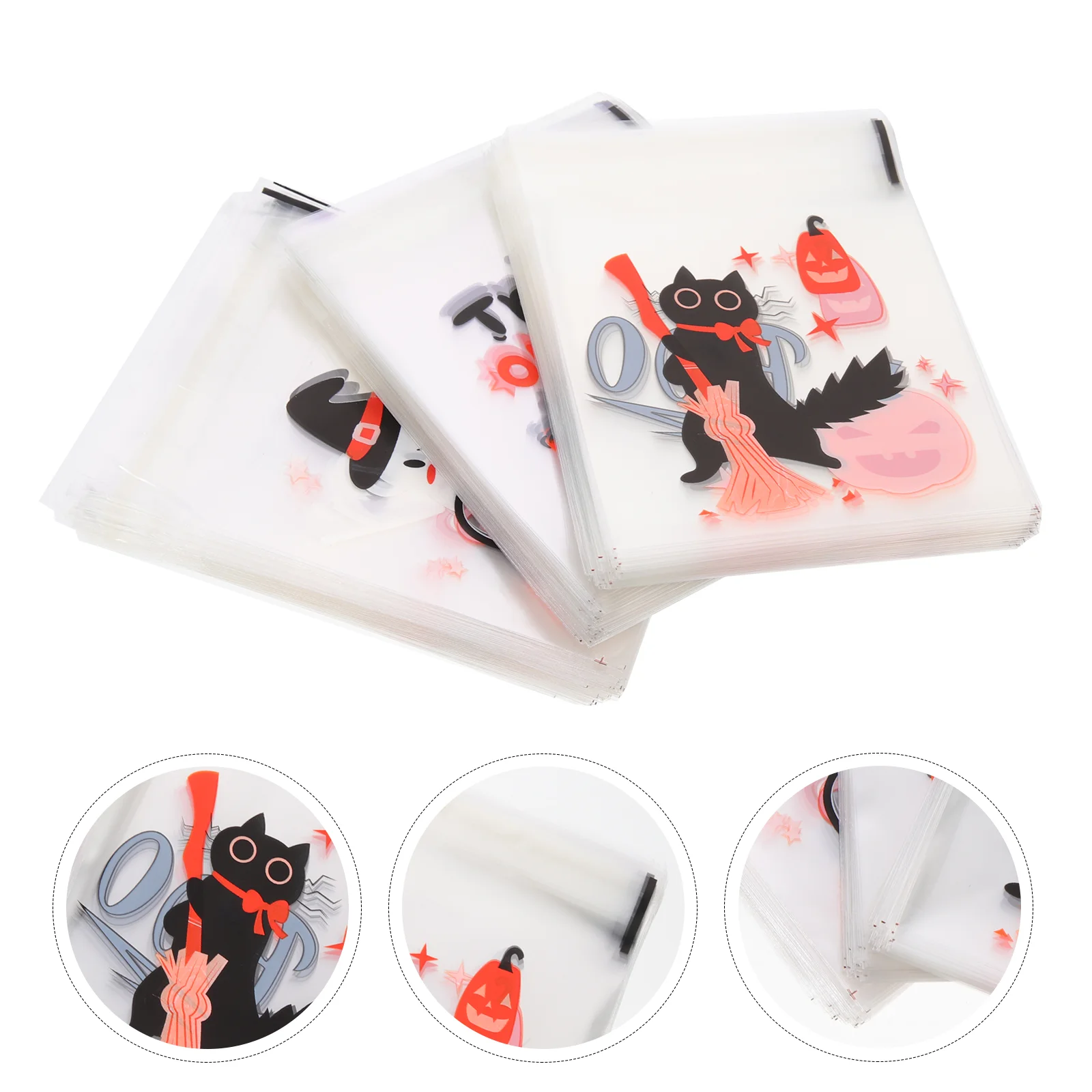 

300 Pcs Halloween Self-adhesive Bag Clear Gift Bags For Favors Biscuit Cookie Pouch Chocolate Self-sealing Treat Snack Child