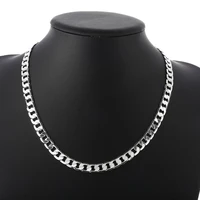 925 silver color necklace high quality jewelry personality 16 24 inches 8mm chain solid fashion christmas gifts