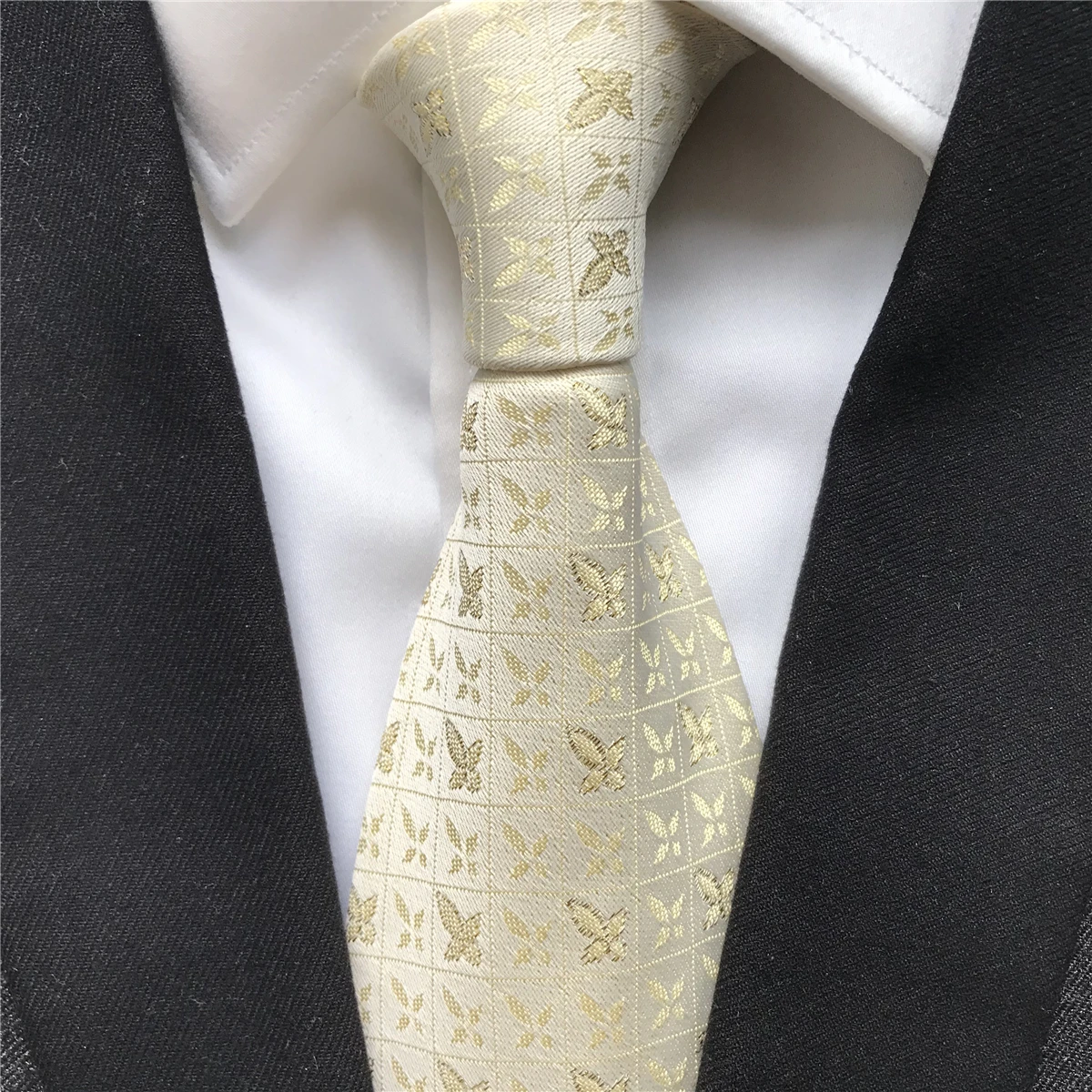 

10 cm Width New Design Men's Ties Jacquard Woven Neck Tie Luxury Yellow Gravata Neckties