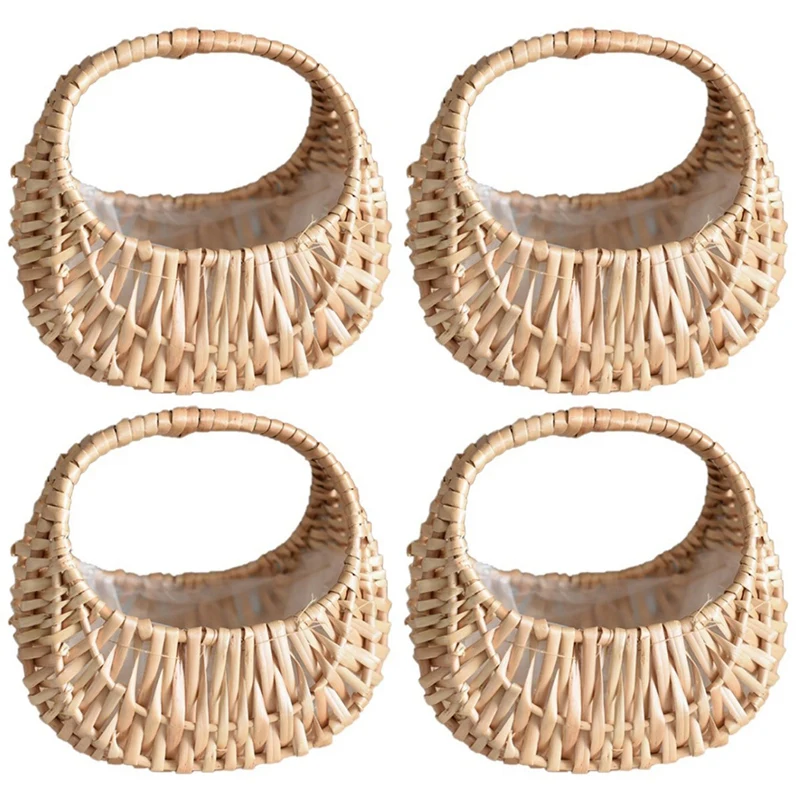 

4 Pcs Hand-Held Flower Arrangement Basket Hand-Woven Creative Flower Pot Storage Basket Flower Girl Basket Home Decor