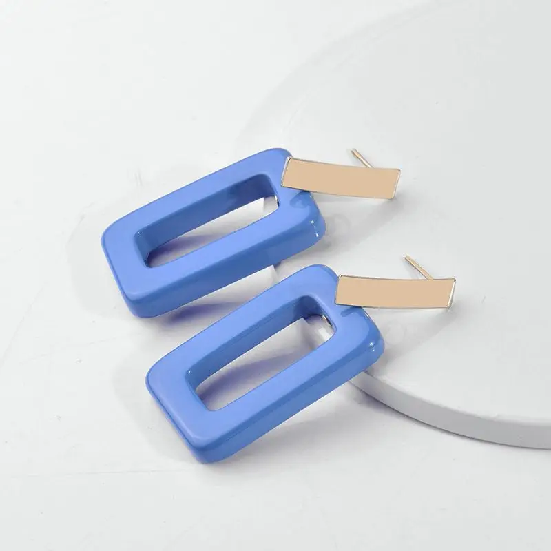 

Colorful Rectangle Resin Dangle Earrings For Women New Acrylic Matt Geometric Drop Earring Fashion Creativity Jewelry